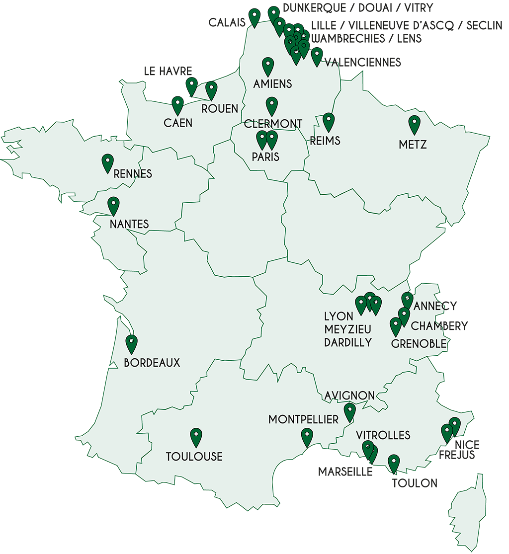 Carte de France des agences DLM